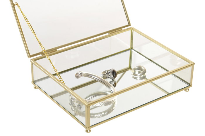 DKD Home Decor Joyero de Metal y Cristal con Lazo DKD Home Decor Joyero de Metal y Cristal con Lazo