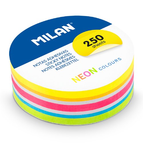 Milan Bloc de Notas Adhesivas Removibles Redondas Ø67mm 250h Colores Neón Milan Bloc de Notas Adhesivas Removibles Redondas Ø67mm 250h Colores Neón
