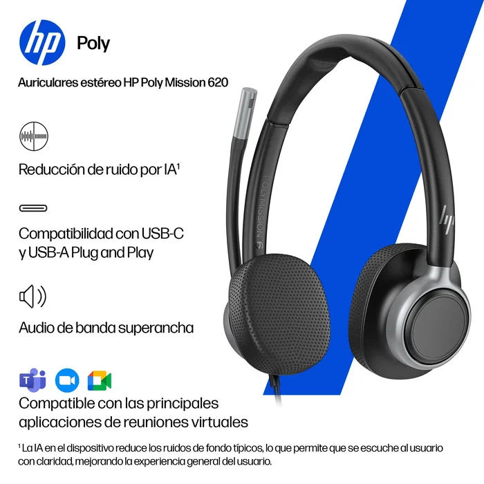 Poly HP Mission 615 Auriculares Monoaurales USB Poly HP Mission 615 Auriculares Monoaurales USB