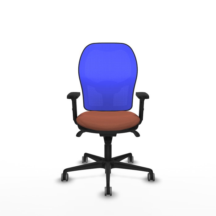 PIQUERAS Y CRESPO Silla de oficina Jorquera con mecanismo Sincro, tela marrón y malla azul PIQUERAS Y CRESPO Silla de oficina Jorquera con mecanismo Sincro, tela marrón y malla azul