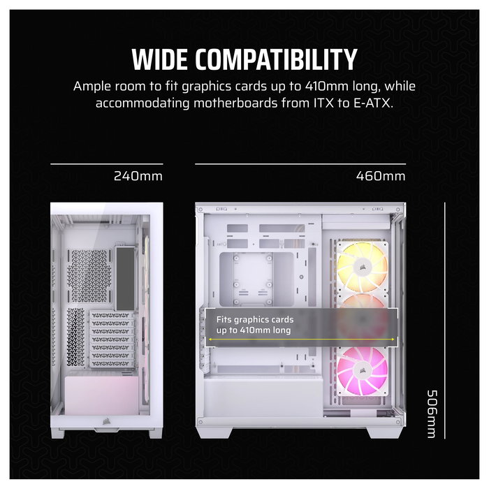 Corsair 3500X ARGB Torre Media ATX Gaming PC Blanco Acero Vidrio Templado EATX 3x 120mm RGB