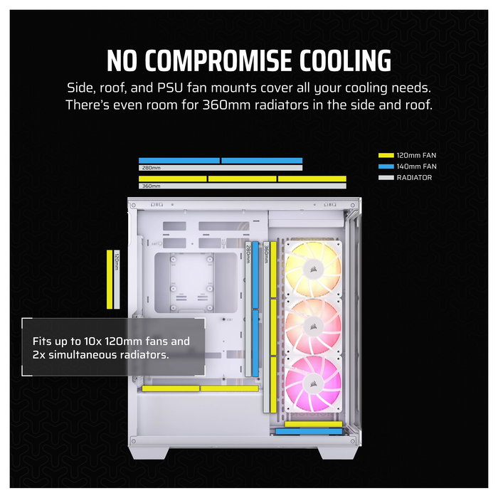 Corsair 3500X ARGB Torre Media ATX Gaming PC Blanco Acero Vidrio Templado EATX 3x 120mm RGB