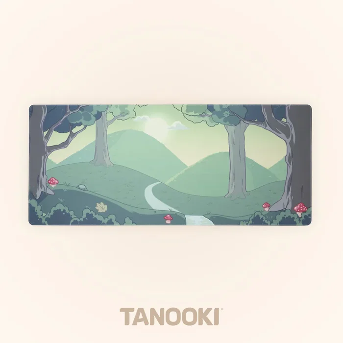 Tanooki Alfombrilla de Ratón Gaming Reversible TNK4002 XXL 90x40 cm - Diseño Yuki Bosque y Color Beige, Impermeable, Bordes Cosidos