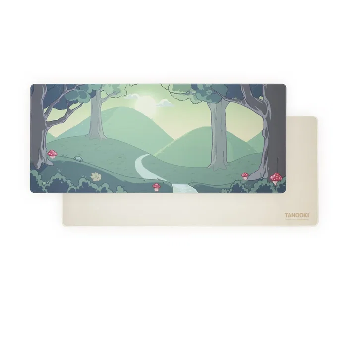 Tanooki Alfombrilla de Ratón Gaming Reversible TNK4002 XXL 90x40 cm - Diseño Yuki Bosque y Color Beige, Impermeable, Bordes Cosidos