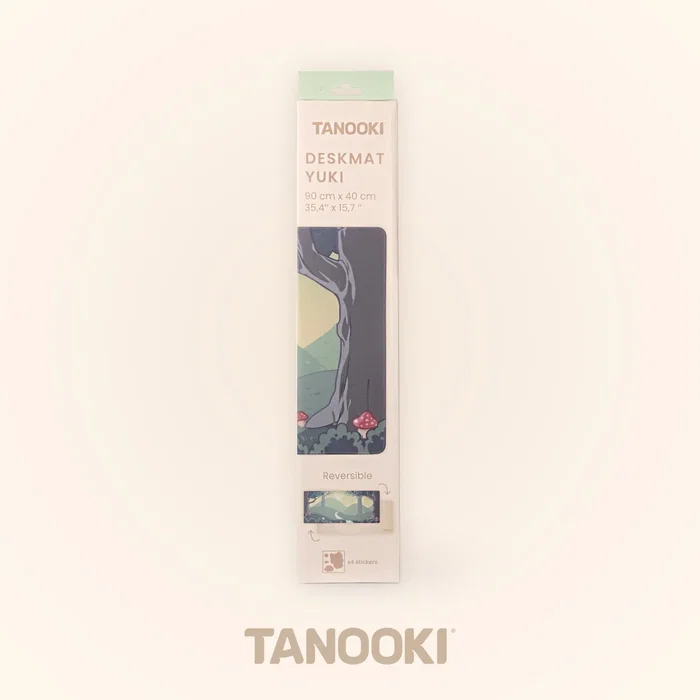 Tanooki Alfombrilla de Ratón Gaming Reversible TNK4002 XXL 90x40 cm - Diseño Yuki Bosque y Color Beige, Impermeable, Bordes Cosidos
