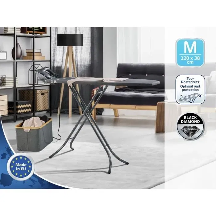 Leifheit Tabla de Planchar Classic M Negra AAANF07801 - Altura Ajustable 69-88 cm, Funda Algodón, 120x38 cm Leifheit Tabla de Planchar Classic M Negra AAANF07801 - Altura Ajustable 69-88 cm, Funda Algodón, 120x38 cm