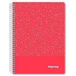 Imprex Cuaderno Espiral Tapa PP A5 80 Hojas 90gr 4x4 Rojo (Set de 4) (Set de 4)