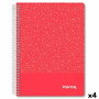 IMPREX Imprex Cuaderno Espiral Tapa PP A5 80H 90gr Rojo (Set de 4) SKU: B1EL9ZNPPH