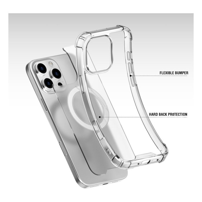 4smarts Funda Híbrida Ibiza para iPhone 16 Pro Max Compatible con MagSafe Protección Contra Caídas Transparente MIL-STD-810G