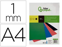 Liderpapel Tapa Encuadernación Cartón A4 1mm Negra Paquete 50 Unidades