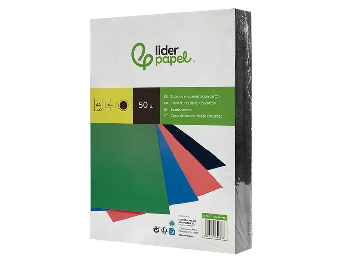 Liderpapel Tapa Encuadernación Cartón A4 1mm Negra Paquete 50 Unidades Liderpapel Tapa Encuadernación Cartón A4 1mm Negra Paquete 50 Unidades