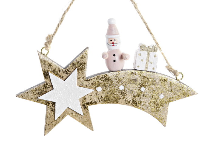 DKD Home Decor Decoración Colgante de Madera Estrellas Surtido