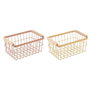 DKD Home Decor Cesta Metal Pino Surtido de 2 Unidades en Terracota y Amarillo