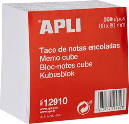 APLI PAPER Taco de notas liso 8x8 cm, 500 hojas, blanco