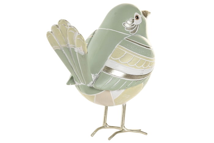 DKD Home Decor Figura de Pájaro Verde y Dorado en Resina DKD Home Decor Figura de Pájaro Verde y Dorado en Resina