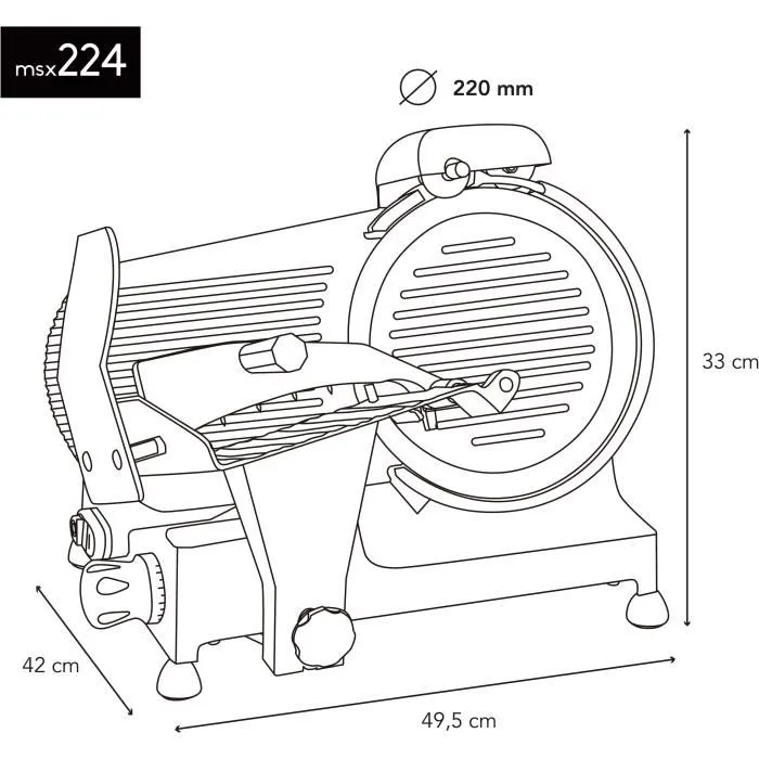 Hkoenig Cortadora de Fiambres MSX224 - Hoja de 22 cm - Roja
