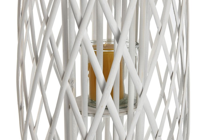 DKD Home Decor Portavela Blanco Mimbre Cristal 34 x 34 x 80 cm DKD Home Decor Portavela Blanco Mimbre Cristal 34 x 34 x 80 cm