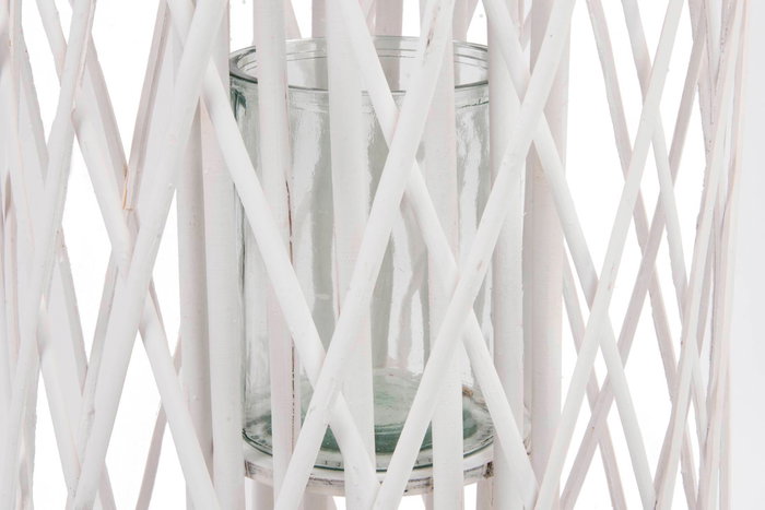 DKD Home Decor Portavela Blanco Mimbre Cristal 34 x 34 x 80 cm DKD Home Decor Portavela Blanco Mimbre Cristal 34 x 34 x 80 cm