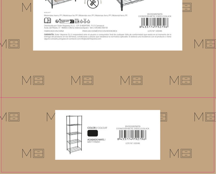 Moblekit Estantería Metal 5 Niveles Black VEGA