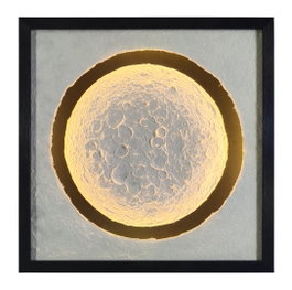 DKD Home Decor Cuadro LED Cristal Luna Enmarcado Blanco 60x60 cm
