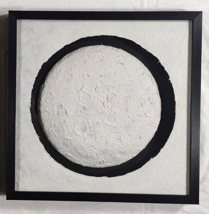DKD Home Decor Cuadro LED Cristal Luna Enmarcado Blanco 60x60 cm