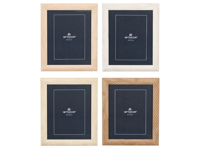 Giftdecor Portafotos Ondas 20x25 cm Surtidos Madera MDF Vidrio Blanco Beige Crema Marron (Set de 24)