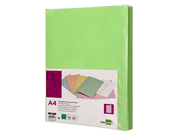 Subcarpeta Liderpapel Din A4 Verde Intenso 180 gr-M2 50 unidades