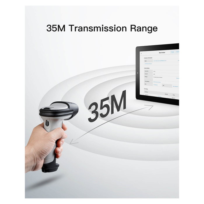 Inateck Lector de Códigos de Barras Portátil BCST-70 Gray Láser 1D Inalámbrico Bluetooth USB Inateck Lector de Códigos de Barras Portátil BCST-70 Gray Láser 1D Inalámbrico Bluetooth USB