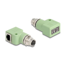 DeLOCK Adaptador M12 X-coded 8 Pin Hembra a RJ45 Hembra Cat.5e 90° Verde