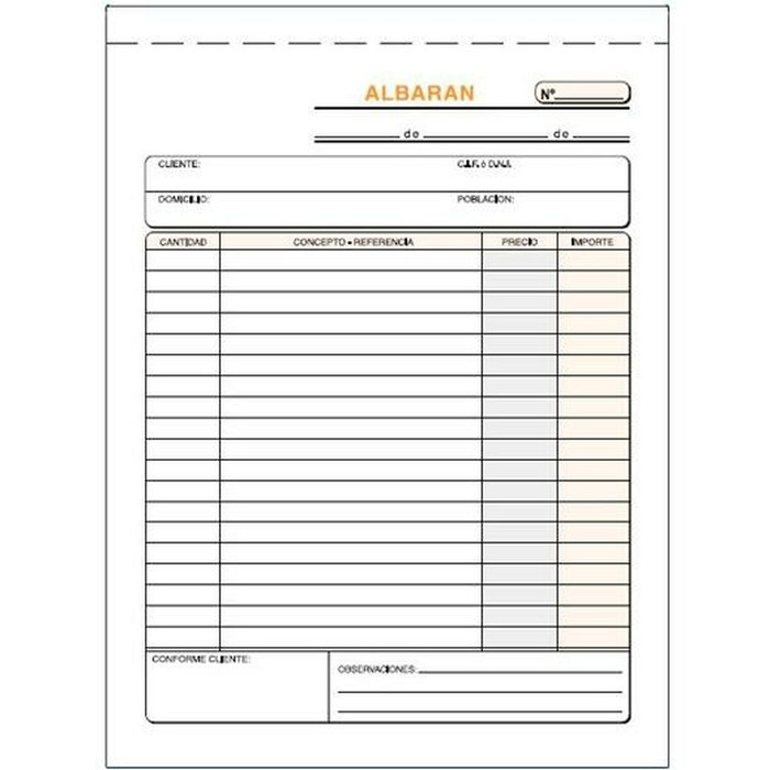 Talonarios Talonario Albaranes Cuarto Natural Duplicado Autocopia Talonarios Talonario Albaranes Cuarto Natural Duplicado Autocopia