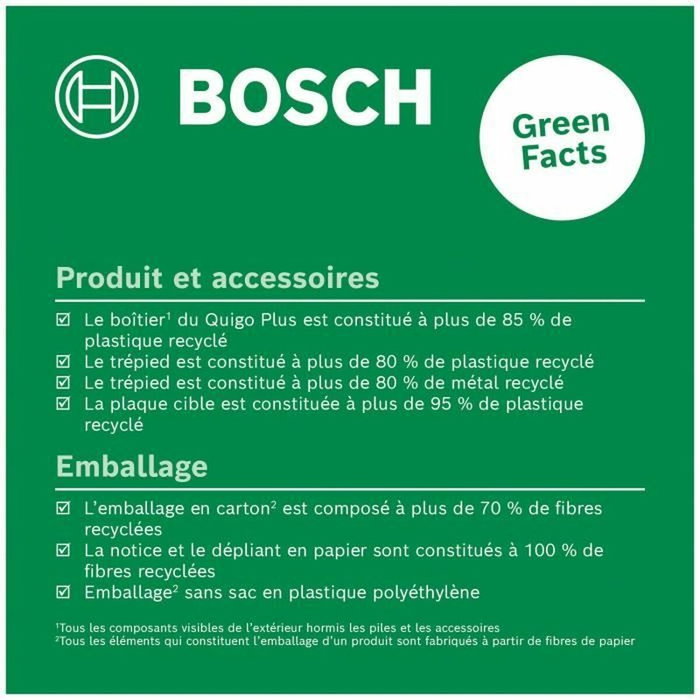 Bosch Quigo + Láser de líneas cruzadas con alcance de 7 m, trípode y pilas