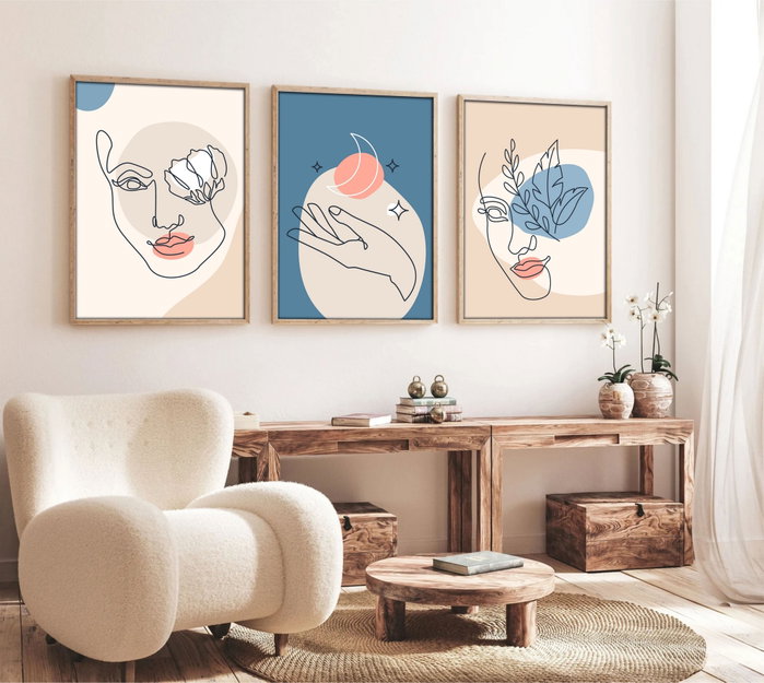 Wallity Huhu139 Set de 3 Cuadros Decorativos en MDF con Marco de Madera, 70 x 50 cm Wallity Huhu139 Set de 3 Cuadros Decorativos en MDF con Marco de Madera, 70 x 50 cm