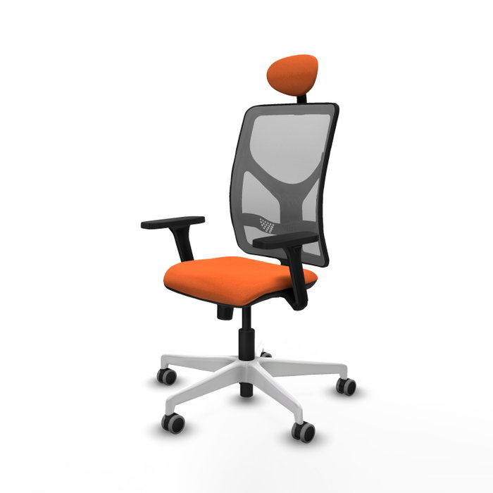 PIQUERAS Y CRESPO Silla de oficina Motilla con mecanismo Sincro, Tela Naranja y Malla Gris
