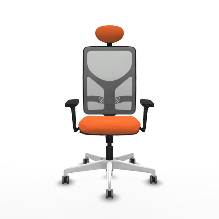 PIQUERAS Y CRESPO Silla de oficina Motilla con mecanismo Sincro, Tela Naranja y Malla Gris
