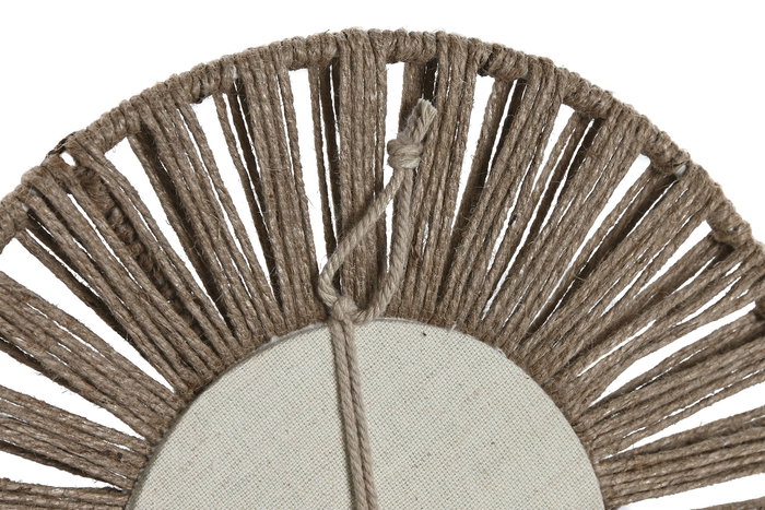 DKD Home Decor Espejo Redondo Tropical Yute Cristal Natural Set de 3 Piezas 1x20x20 cm