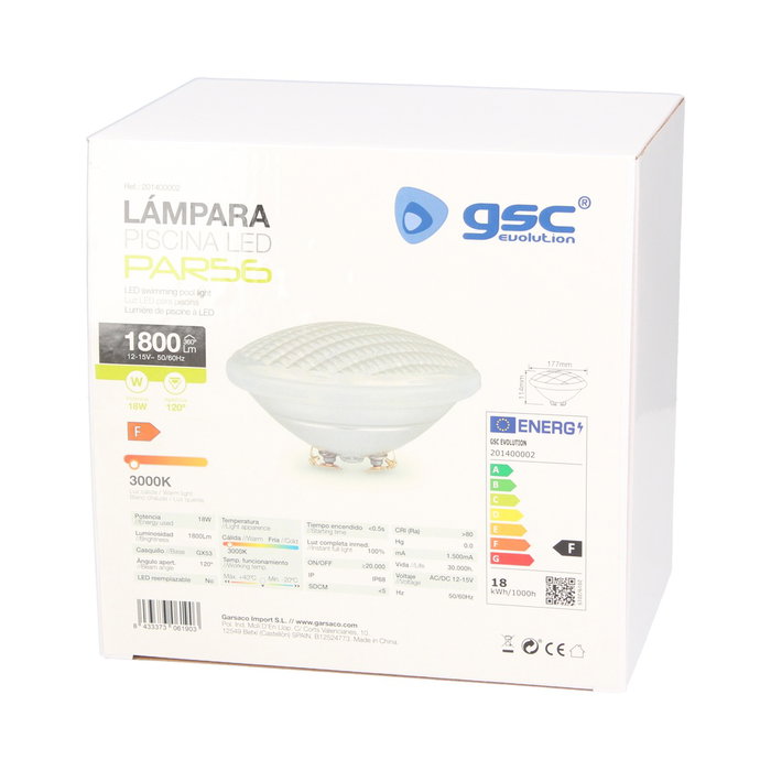 GSC Evolution Lámpara LED piscina PAR56 18W GX53 3000K