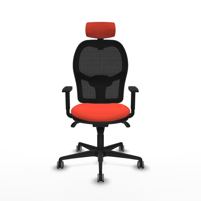 PIQUERAS Y CRESPO Silla de oficina Jorquera con mecanismo Sincro, Tela Naranja oscuro y Malla Negra