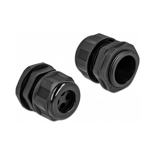 DeLOCK Prensaestopas PG21 para cuatro cables redondos, Negro, 2 unidades