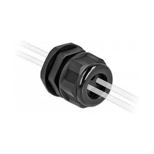 DeLOCK Prensaestopas PG21 para cuatro cables redondos, Negro, 2 unidades