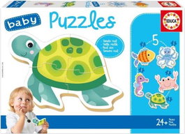 EDUCA BORRAS Baby Puzzles Animales Acuáticos (5 Puzzles de 3, 4 y 5 piezas)