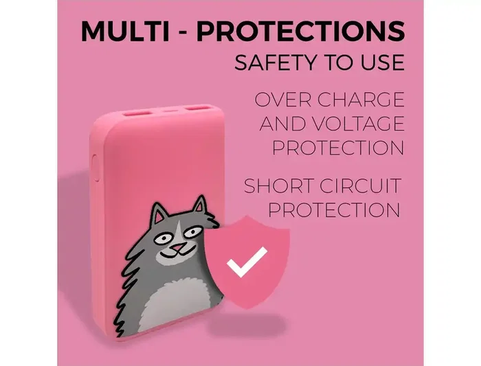 Wondee Bateria Externa 10.000 mAh Gato Rosa Portátil para Smartphone Wondee Bateria Externa 10.000 mAh Gato Rosa Portátil para Smartphone
