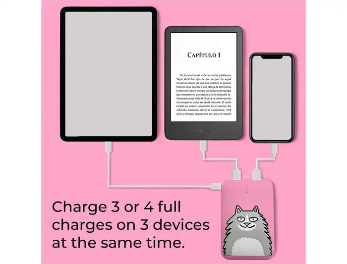 Wondee Bateria Externa 10.000 mAh Gato Rosa Portátil para Smartphone Wondee Bateria Externa 10.000 mAh Gato Rosa Portátil para Smartphone