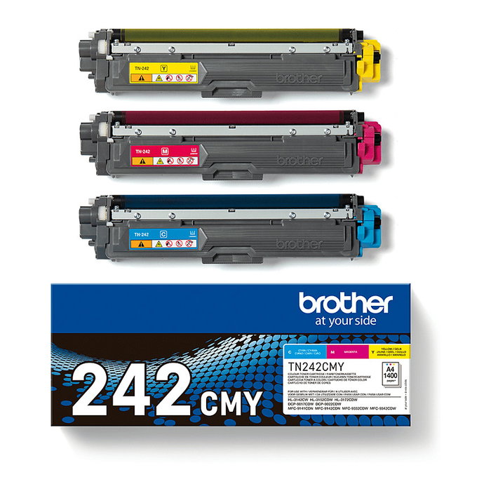 Brother TN-242CMY Multipack Tóner Cian, Magenta, Amarillo, Rendimiento hasta 1.400 páginas ISO/IEC 19798