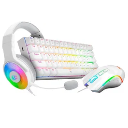 Redragon S129W Combo de Teclado, Ratón y Auricular Blanco