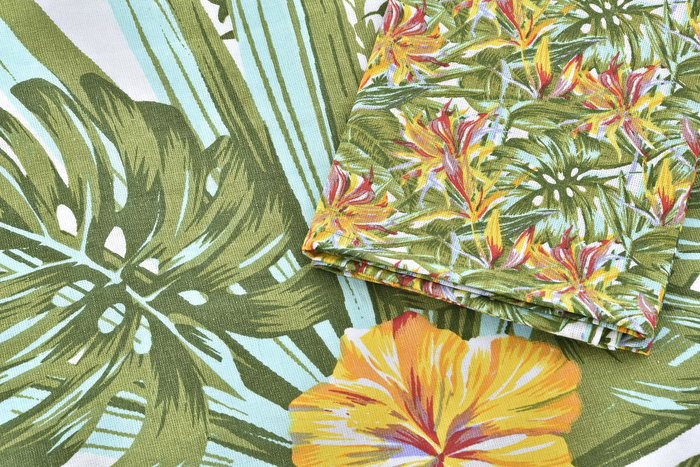 DKD Home Decor Delantal Tropical 80x60x0.1 cm Set de 2 Multicolor Blanco