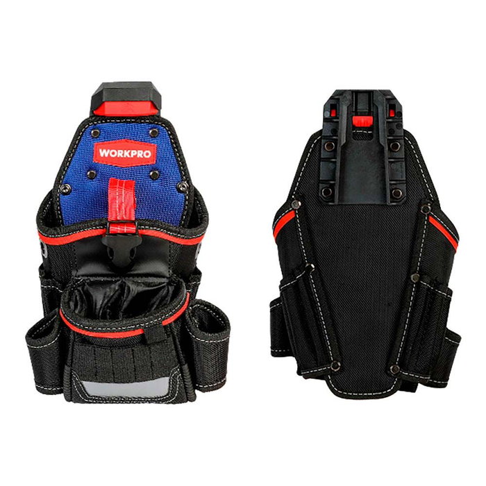Workpro Funda para Taladro de Cintura con Sistema de Cambio Rápido, Múltiples Bolsillos, Poliéster 1800D, Dimensiones 200 x 165 x 295 mm