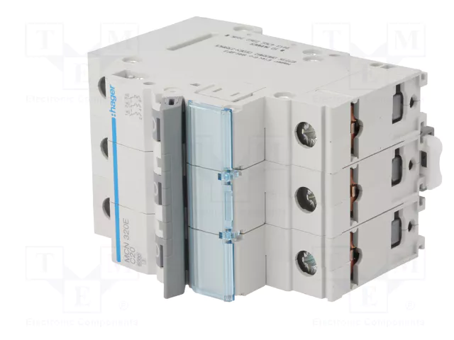 HAGER Interruptor magnetotérmico MCN320E 20A 3 polos 6kA