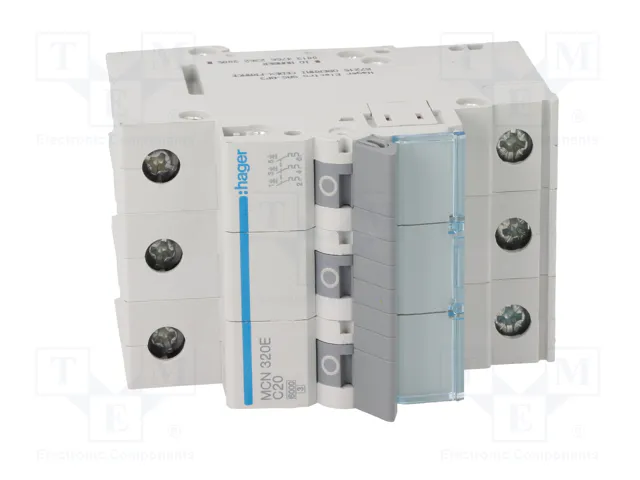 HAGER Interruptor magnetotérmico MCN320E 20A 3 polos 6kA
