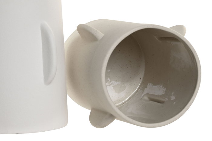 DKD Home Decor Jarrón Blanco Crema Porcelana 15.5 x 18.5 x 15.5 cm (4 Unidades)