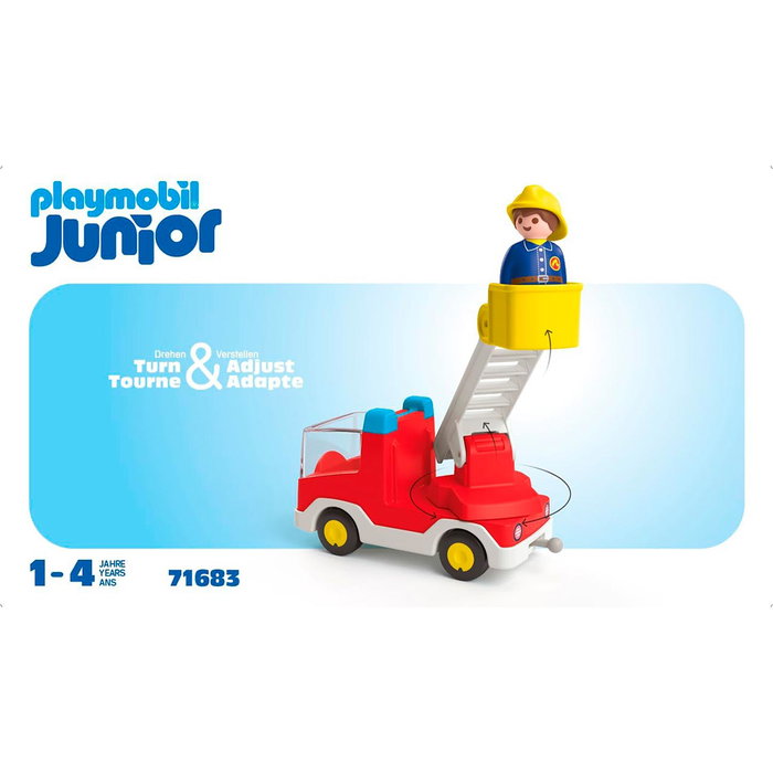 Playmobil Camión De Bomberos Junior 71683 con Escalera y Figura para +12 Meses